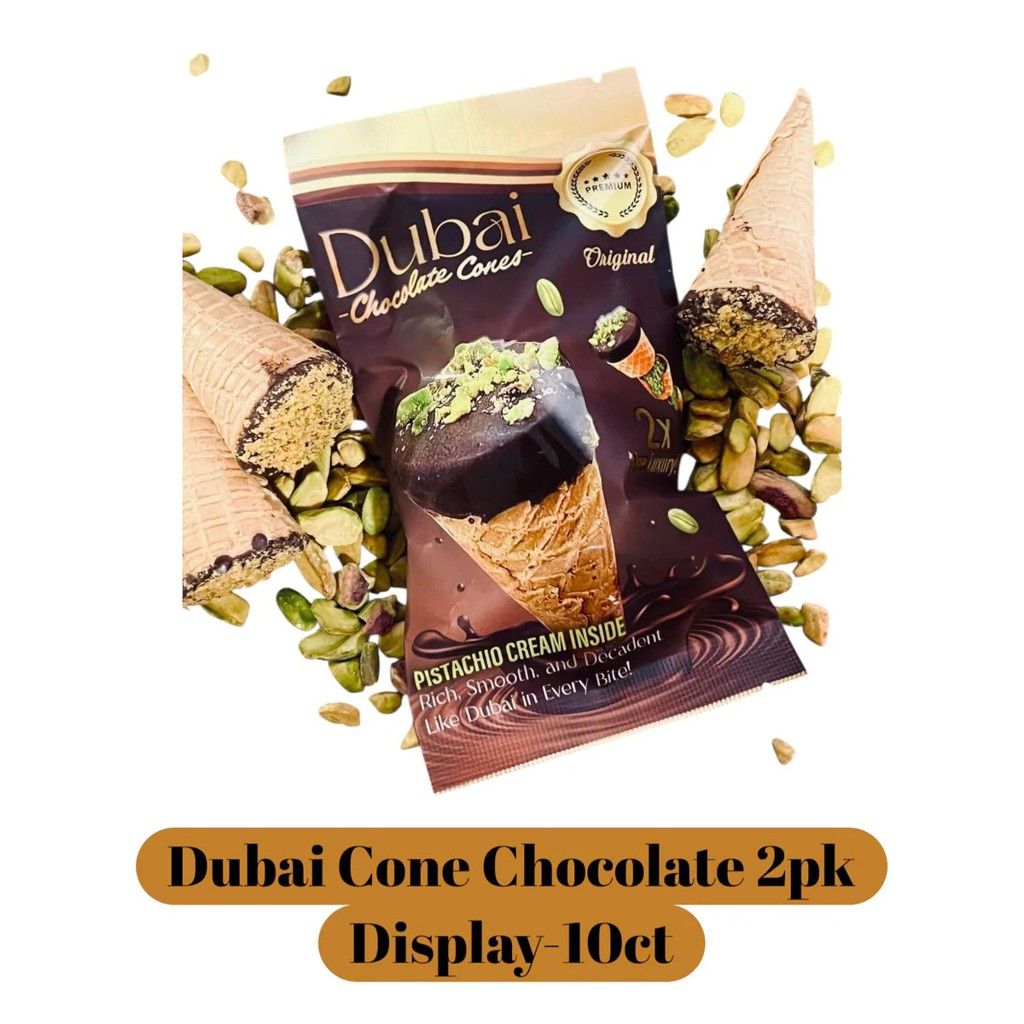 DUBAI CHOC CONES 10/2CT 1.65OZ PISTACHIO