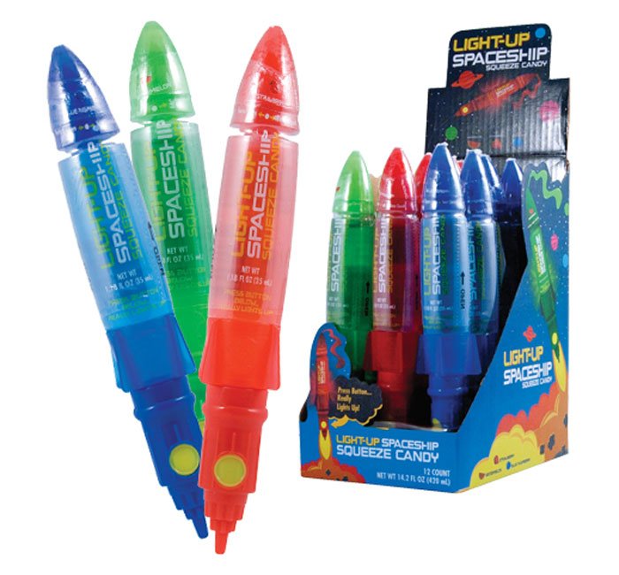 LIGHT UP 12CT SPACESHIP SQUEEZE CANDY