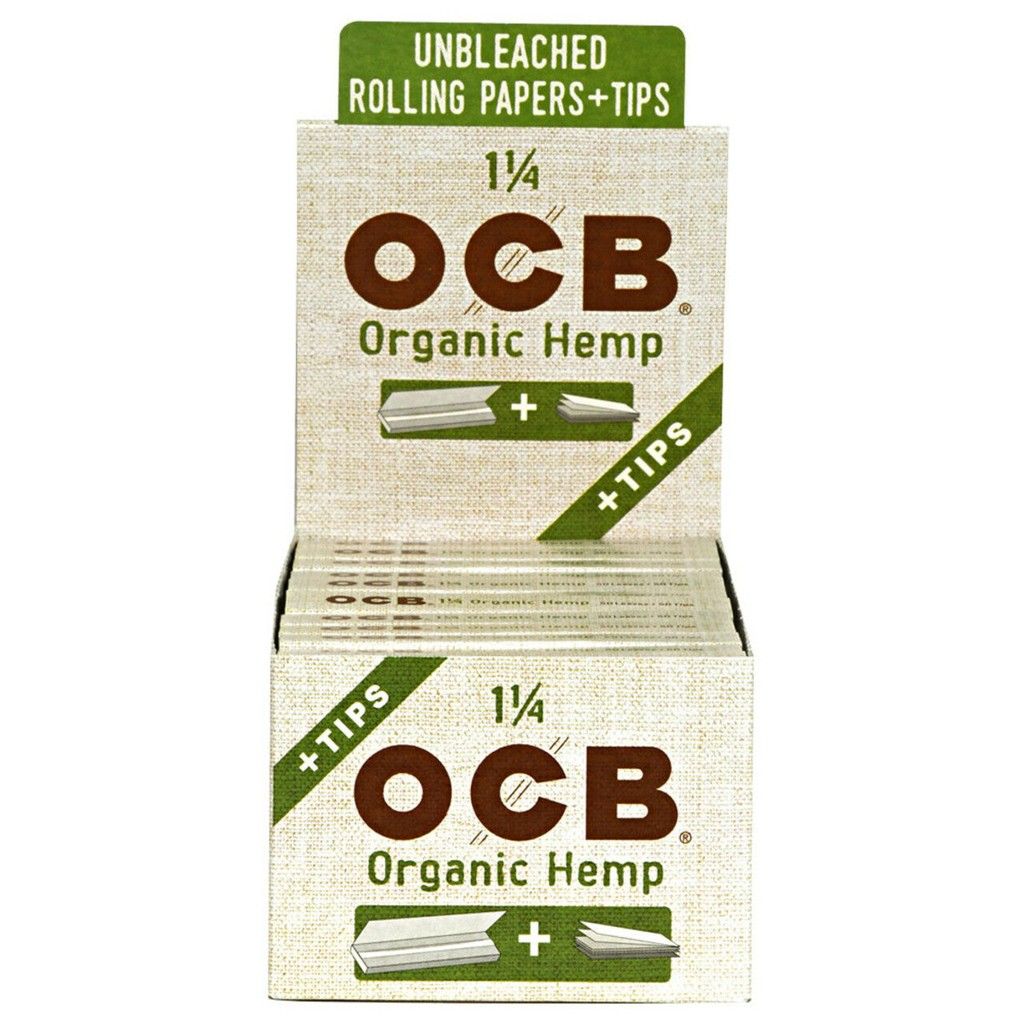 OCB ORG HEMP ROLLIN PAPER WITH TIP 1.25'' 24CT
