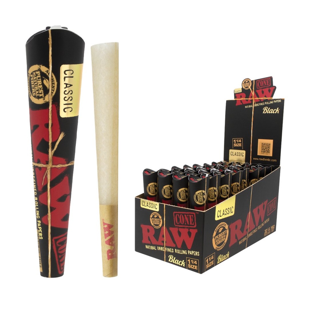 RAW CONES BLACK CLASSIC 32/6CT 1.25"