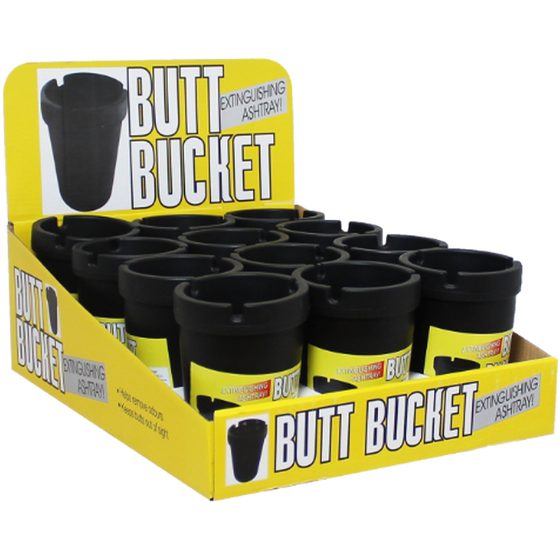 [27510] ASHTRAY 12CT BUTT BUCKET LUMINOUS BLACK
