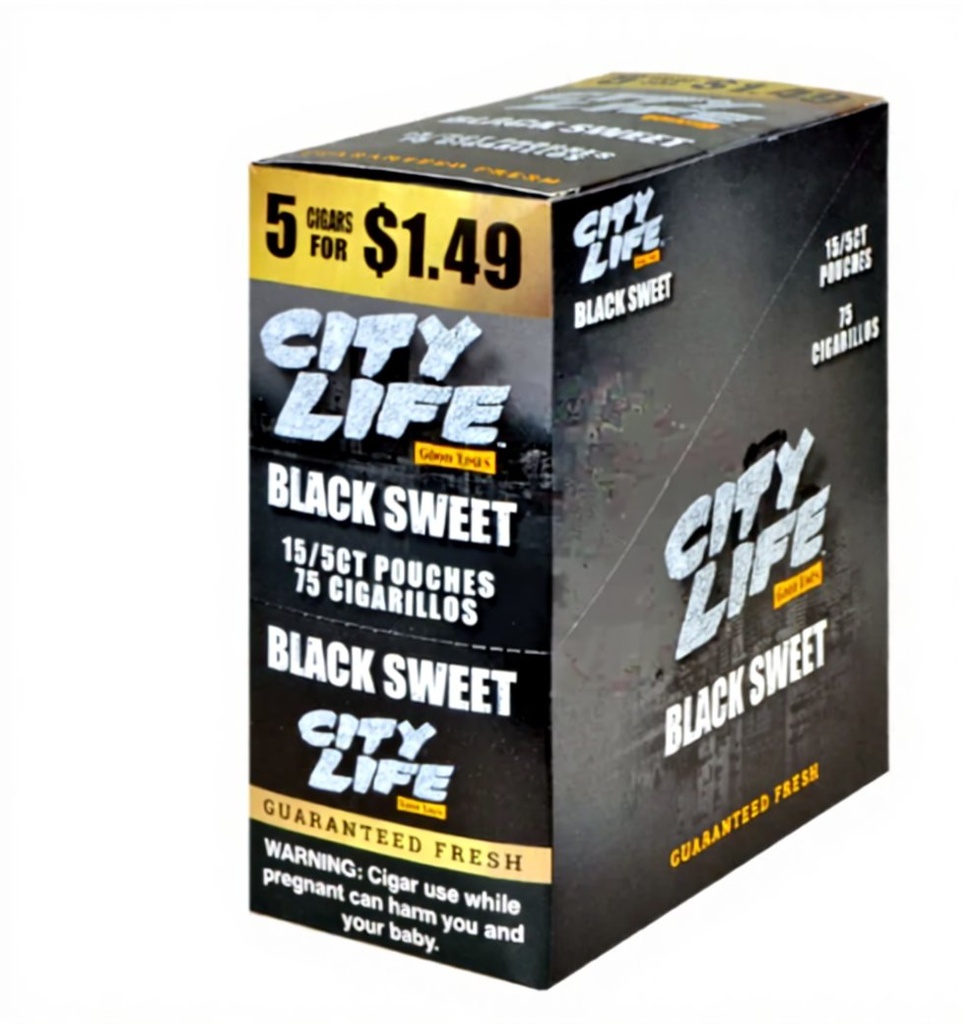 [22045] CITY LIFE 15/5CT $1.49 BLACK SWEET