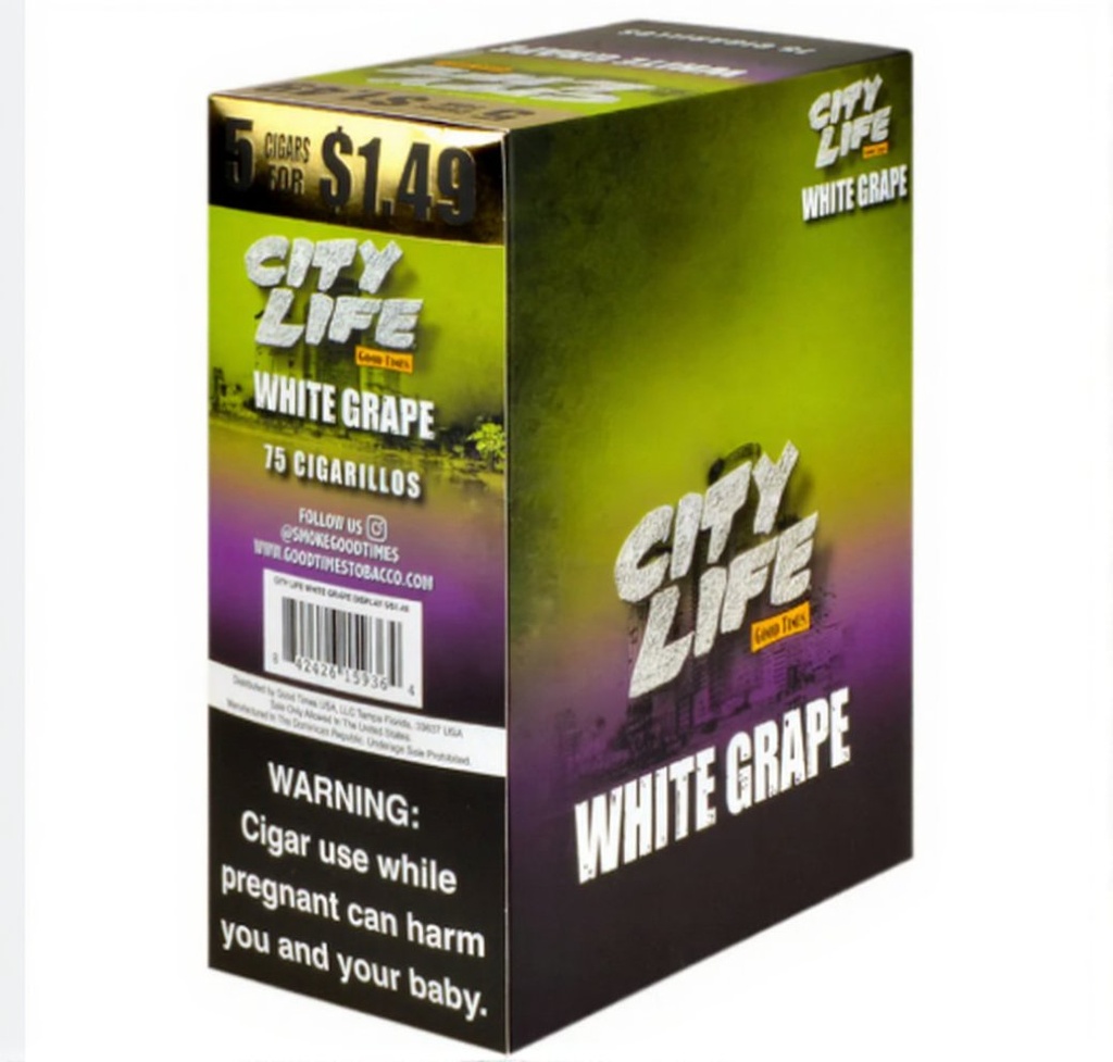 [22113] CITY LIFE 15/5CT $1.49 WHITE GRAPE
