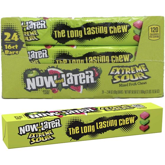 N&L 2.44OZ 24CT CHEWY EXT SOUR MIX FRUIT