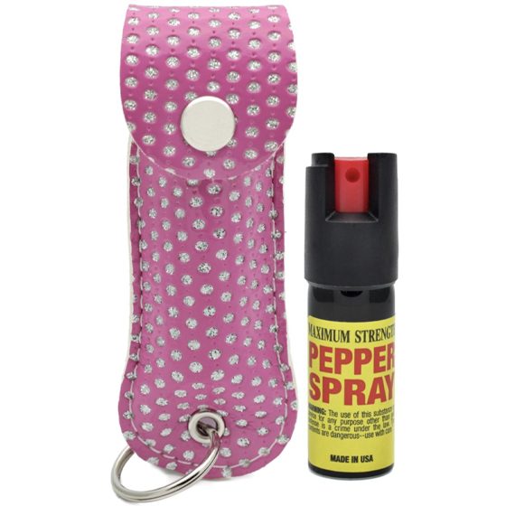 [9222] PEPPER SPRAY CHEETAH .5OZ BLING PINK