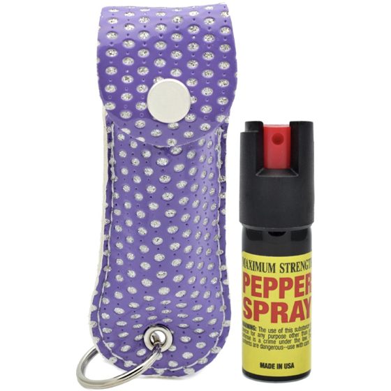 [9223] PEPPER SPRAY CHEETAH .5OZ BLING PURPLE