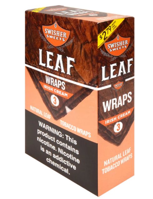 [42176] SWISHER LEAF WRAPS 10/3CT $2.79 IRISH CREAM