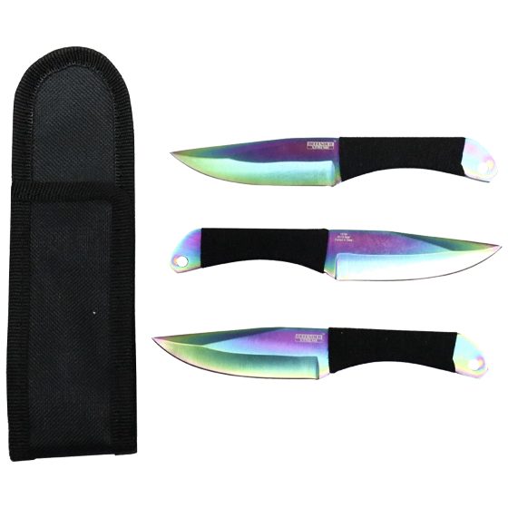 THROW KNIFE 3PCS 6" RAINBOW