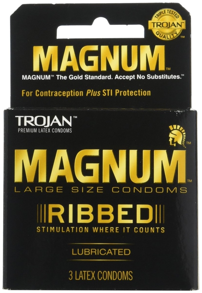 [20277] TROJAN 6CT MAGNUM RIBBED BLACK